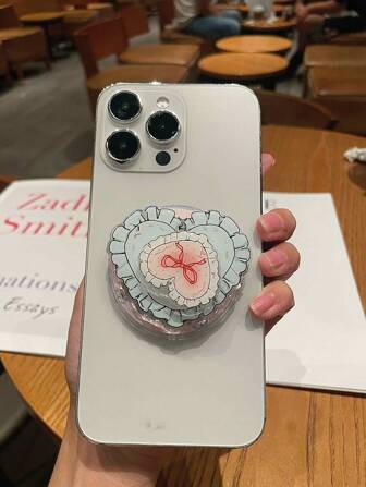 Soporte magnético para teléfono con corazón de encaje, soporte de teléfono giratorio, soporte de escritorio para video, compatible con teléfonos inteligentes, regalo para mujeres compatible con iPhone, teléfono Android, regalo para cumpleaños, familia, amigos, accesorio de agarre de teléfono de empuje y tracción