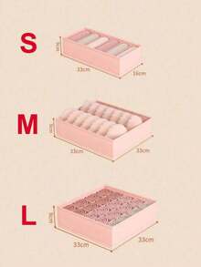 1pc Pink Gingham Fabric Underwear Storage Box, Home Drawer Divider Solution, Closet Organizer, Bra Panties Socks 3-In-1 Container, Flexible Combinable Closet Storage Box - متعدد الألوان - مشاهدة 2