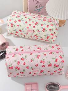 1个可爱草莓蝴蝶结绗缝吹风机收纳袋，多口袋设计，可收纳吹风机、造型工具、梳子、发夹、直发器等，非常适合居家、旅行、存放化妆品、洗漱用品、邮轮旅行、宿舍使用，也是送给妈妈、伴娘的绝佳礼物。 - 彩色 - 查看 6