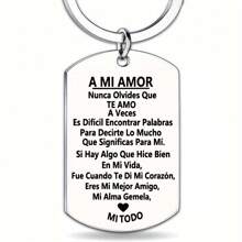 1pc Stainless Steel Military ID Tag Keychain, Spanish Couples's Gift For Valentine's Day, Couple Pendant Bag Accessories Lanyards With Id Holder Car Accessories Bag Charms Christmas Car Accessaries Teacher Friend Sister Gift Ideas