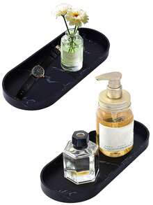 1/2 pièces Plateau de vanité en silicone avec motif de marbre, plat à bijoux, boîte à bijoux ovale, plateau de maquillage, salle de bain, baignoire, cuisine, évier, plateaux décoratifs pour plan de travail, décoration de Noël pour la maison, décor, Noël, décoration de table, plateau en bois, style vieux argent, vase à fleurs, assiettes, plateau en bois, assiette, table basse, plateau décoratif, décoration de table, ornements pour la maison, ornements noirs, plateau pour accoudoir de canapé, ambiance bohème, pour vacances à la plage, collection salle de bain, collection chambre à coucher, grande capacité