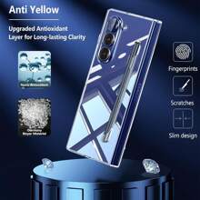 keshengtai 1 个透明手机壳，内置笔架和 1 个手写笔，适用于三星 Galaxy Z Fold 7 6 5 4 3 5G 防水防震防摔防刮 - 無色 - 查看 3