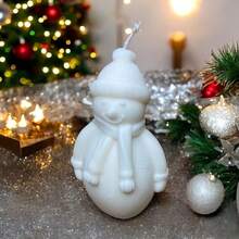 DIY 蜡烛模具、圣诞装饰雪人模具、树脂、石膏、硅胶家居装饰模具 - 白色 - 查看 5