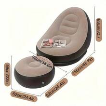 TAIMASI Inflatable Lounge Chair For Adults With Inflatable Pump, Folding Portable Lazy Sofa With Foot Stool Lazy Flocking Recliner Chair Air Couch Sofa For Indoor Livingroom Gaming Bedroom Office Balcony, Outdoor Travel Camping Christmas Thanksgiving Indoor Outdoor Leisure Relax Furniture Supplies-Blue - Màu xanh lam - Xem 2