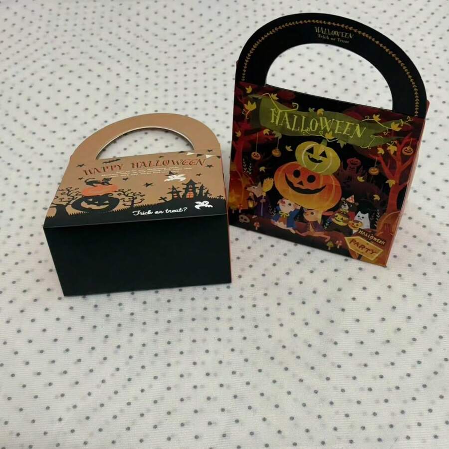 2 قطعة/مجموعة حقيبة يد قابلة للطي بشكل قرع اليقطين لمناسبة هالوين/حقيبة هدايا الحفلات