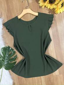 Women's Fashion Crepe Tank Top - Army Green - View 3