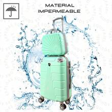 Maleta de cabina 18 pulgadas color menta con candado combinación fija equipaje de mano rígido ruedas giratorias 360 grados maleta ligera portátil para viajar avión y carretera accesorios de viaje resistente moderno y funcional - Azul menta - Ver 6