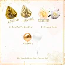 LaVenty 香槟玫瑰蛋糕装饰球蛋糕装饰金棕榈叶蛋糕装饰波西米亚蛋糕装饰波西米亚蛋糕装饰白金球蛋糕装饰波西米亚派对用品 - 香檳色 - 查看 10