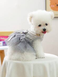 1 peça de roupa para animais de estimação, vestido de cisne cinza fofo e confortável para cães pequenos e gatos, moda casual e feliz - Cinza - Ver 4