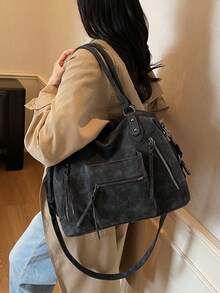 Women's New Fashionable High-End Commuter Tote Bag, Versatile Large Capacity Shoulder Bag - Black - View 10