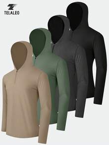 TELALEO 4 Pack Boyfriend Style Men's Quarter Zip Hoodies, Zip Up Hoodie Long Sleeve Sweatshirt, Casual Pullover For Workout Gym Running - Nhiều màu - Xem 1