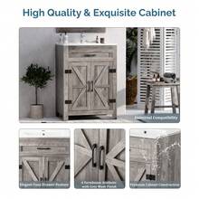 Bathroom Vanity Under Sink Pedestal With 2, Basin Cabinet With Adjustable Shelf, White - 24吋 - 水洗灰 - 查看 8