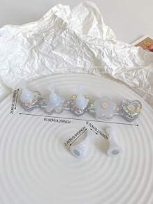 3D树脂亚克力扎染果冻色亮片星星爱心排列底座，配5个极光彩色美甲展示架，日式美甲DIY工具及摄影道具