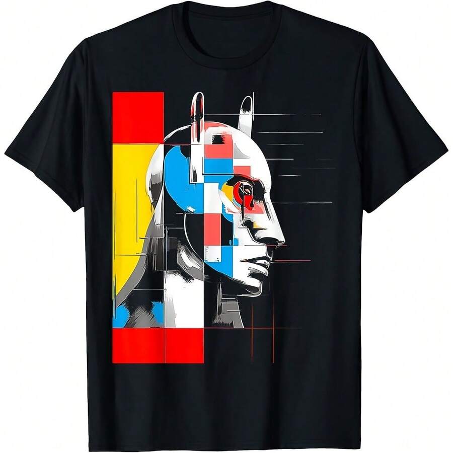 Fantasy Graphic Illustration Art T-Shirt - Black - View 1