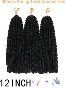 Spring Twist Crochet Hair – 8 To 12 Inch Synthetic Braiding Extensions For Passion Twist & Butterfly Locs, Soft Short Curly Twist Hair For Women, Natural Look, Lightweight & Easy To Install, Available In 1 Or 3 Packs - Multicolor - View 8