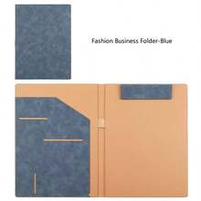 1 件 A4 商务文件夹、文件整理器、文件夹、酒店服务手册、皮革书写板、音乐文件夹、演示文件夹、5 种颜色可选、高品质 PU 皮革商务文件夹、适用于学校用品、返校 - 藍色 - 查看 13