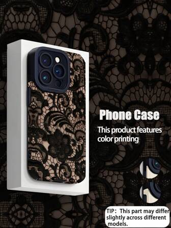 1 Adet Dantel Desenli Dikey Suni Deri Dokulu Düşmeye Karşı Dayanıklı Parmak İzi Önleyici Darbeye Dayanıklı Telefon Kılıfı Su Geçirmez Çizilmeye Karşı Dayanıklı