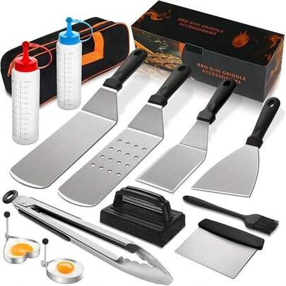 Griddle Accessories Kit, 14PCS BBQ Grill Tools Set For Outdoor Camping Party BBQ