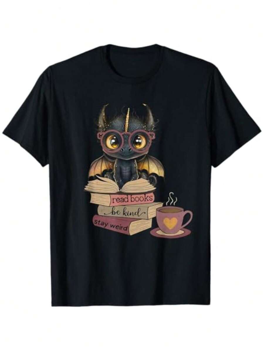 Summer t Shirts Funny Dragon Read Books Be Kind Stay Weird Book Lover T-Shirt