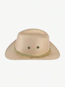 LEAJOURNO. 1pc Unisex Rope Felt Cowboy Style Outdoor Hat, Suitable For All Seasons - Apricot - View 6