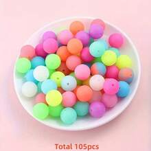 40/100pcs Random 12/15mm Glow-In-The-Dark Silicone Beads, Colorful Luminous Round Bubble Gum Beads For DIY Crafts
