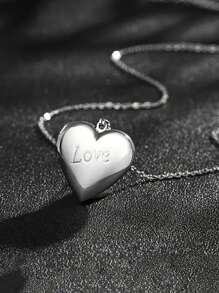 Customized Personalized Picture Name Necklace, Heart-Shaped With Flower Polished Surface Suitable For Women And Girls, Silver Yellow Gold Electroplated Pendant, Valentine's Dayother's Day Anniversary/Birthday Personalized Gift - Photo Box - View 5