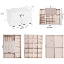 Sour Lemon Jewelry Box 3 Levels, Large-Capacity Jewelry Storage Box, Jewelry Box With 2 Drawers, Suitable For Rings, Necklaces, Watches, Earrings, Bracelets, Watch Jewelry Storage Display Box, Lockable, Gift Idea - Green - View 3