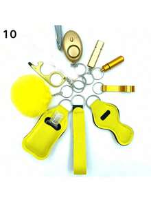 9 件女士防身钥匙扣套装，带个人报警器的安全钥匙扣，刀，钥匙扣配件，妈妈生日礼物，女士，女孩，休闲，万圣节，汽车配件，包袋装饰圣诞礼物创意包袋挂绳带身份证夹汽车配件包袋挂饰 - 彩色 - 查看 15