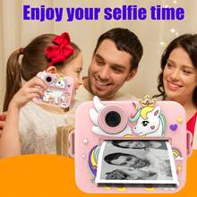 1Pc Instant Print Camera For Kids, A Toy Camera With Dual 1080P HD Lenses, A High-Capacity Battery, Two Printing Modes With Three Levels Of Print Density, 8X Zoom, Perfect For Children Aged 6-12,12+ Making It An Ideal Gift For Kids