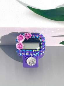 1pc Portable Rhinestone Flower Tally Counter, Manual Ring Mini Counter Without Battery, Finger Counter, Ring Button Counter, Suitable For Knitting Counting