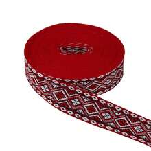 Ruy băng Jacquard đỏ trắng rộng 3,1cm, viền thêu cổ điển dùng để may quần áo, gói quà, trang trí nhà cửa cho đám cưới - Nhiều màu - Xem 6