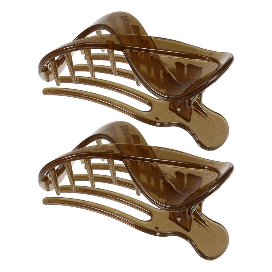 2pcs Plastic Hair Claws, Hair Clips Hair Barrettes For Women - Coffee - View 1