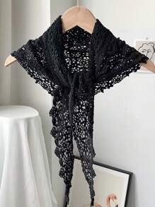 1pc Lace Crochet Pattern Triangle Scarf Shawl For Dress
