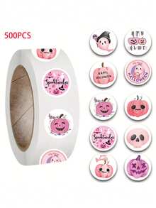 SCXXBSW 500 buah Stiker Grafiti Kartun Halloween Warna Pink untuk Dekorasi Buku, Gelas Air, Buku Catatan, Gulungan Koper, dan Lainnya. - MultiWarna - View 5