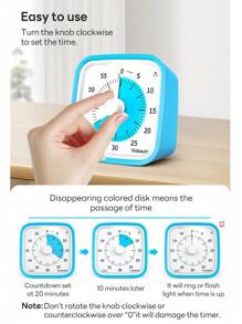Yunbaoit 1pc Visual Timer (vt01) In Blue Color, Suitable For Learning, Kitchen, Office, Etc.