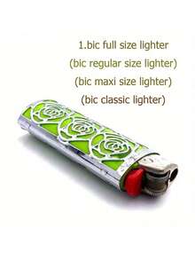 1pc Hollow Rose Design Metal Lighter Holder, Suitable For BIC J6 Lighter, (For BIC J6 Only), Lighter Case Cover, Smoking Accessories