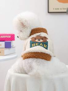 1 Stück Haustierkleidung, Hunde-/Katzenkleidung für kleine Hunde, süßer Haustieranzug, warmer & bequemer Fleece-Hoodie - Bären Design, geeignet für Herbst/Winter