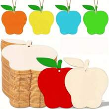 Unbemalte hölzerne Scheiben in Schlangenfruchtform, hölzerner Apfel mit Blättern zum Basteln, DIY Malmaterial für Heimdekoration, Feiertags-Dekoration, mit Löchern zum Aufhängen