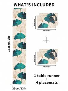 1/2/3/4/5 pezzi Set di runner da tavola e tovagliette in lino, runner da tavola bianco con bordo dorato a motivo ginkgo, adatto per casa, sala da pranzo e ristorante, decorazione da tavola, forniture per la casa, tovaglia rettangolare in tessuto 100% lino, per feste, cucina, camino, sala da pranzo, decorazione country, matrimonio, autunno, tovagliette per tavolo, tovaglia