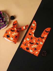 50pcs Halloween Candy Bags, No Candy Or Gift Egg Bag Gifts, Cute Bunny Ears Small Halloween Cookie Plastic Gift Bags, Suitable For Halloween Party Decoration Supplies, Halloween Decorati,Fall Decor,Autumn,Halloween Decorghost Pumpkin.Party Decor