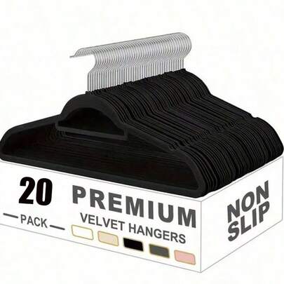 1/5/10/20 יחידות קולב בגדים מקטיפה, קולב נגד החלקה עם חריצים לכתף, וו מסתובב 360 מעלות, קולב סטנדרטי עמיד, מתאים למעילים, חולצות, מכנסיים, חצאיות, חליפות, חוסך מקום בארון.