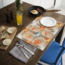 1 pieza/4 piezas/6 piezas Manteles individuales de lino con estampado de calabaza, decoración del hogar, decoración de Acción de Gracias, regalo de Acción de Gracias, adecuado para mesa de comedor, todo el año, manteles de mesa modernos lavables, decoración de habitación, manteles individuales, posavasos, manteles de cocina y comedor, decoración de fiesta interior y exterior, decoración del hogar, regalo ideal