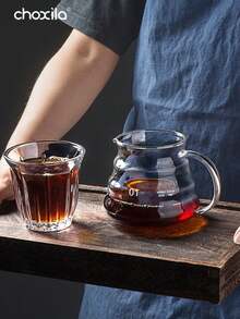 choxila 1 件套咖啡壶，适用于手冲咖啡机，玻璃咖啡壶，云形透明咖啡壶带盖，学校用品，沙特国庆日
