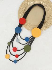 MARLIWOO 1pc Gothic Style Multi-Layer String Decor Bohemian Long Necklace For Women - Multicolor - View 6