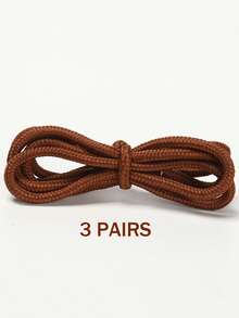 3 Pairs Polyester Braided Shoelaces, Round Laces For Sneakers, Outdoor Running Shoes, Canvas Shoes, Classic Solid Color Versatile Shoe Accessories