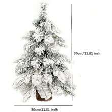 Tabletop Mini Christmas Tree, Simulated Snow Christmas Tree, Miniature Pine Christmas Tree With Wooden Base For Christmas Decorations, Home, Kitchen, Dining Table