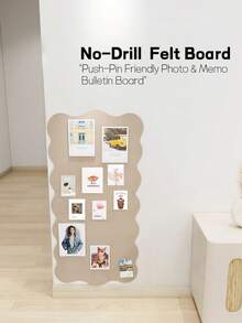1pc Memphis Style Self-Adhesive Wall Decor Board, Removable Wall-Mounted Photo Display Board, Can Hold Posters, Background Board For Home, Office, Classroom. Suitable For Hanging Posters, Photo Display, Posting Notes And Memos, Storage And Wall Decor In Bedroom, Study, Living Room, Office, Classroom, Entryway - Multicolor - View 6