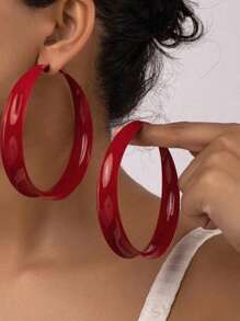 1 par de pendientes de aro extra grandes y exagerados de moda