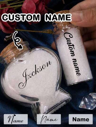 Custom Mini Jars With Text,Personalized Mini Jars With Cork Lids,Customized Sand Jars Keepsake,Customizable Small Decorative Jar,Wishing Bottle,Memory Bottle,Beach Honeymoon,Valentine's Day,Wedding Gifts,Cute Glass Jar,Birthday Gifts,Bedroom,Living Room,Groom,Bride,Friends,Couple,Family,Father,Mom