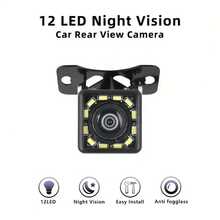 Cámara de visión trasera universal para automóvil con 12 LED, visión nocturna HD, resistente al agua, para estacionamiento y marcha atrás, monitor de cámara de respaldo de automóvil CCD - Negro - Ver 9